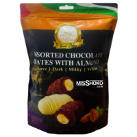 خرما شکلاتی مغزدار با مغز بادام درختی(15 عددی)